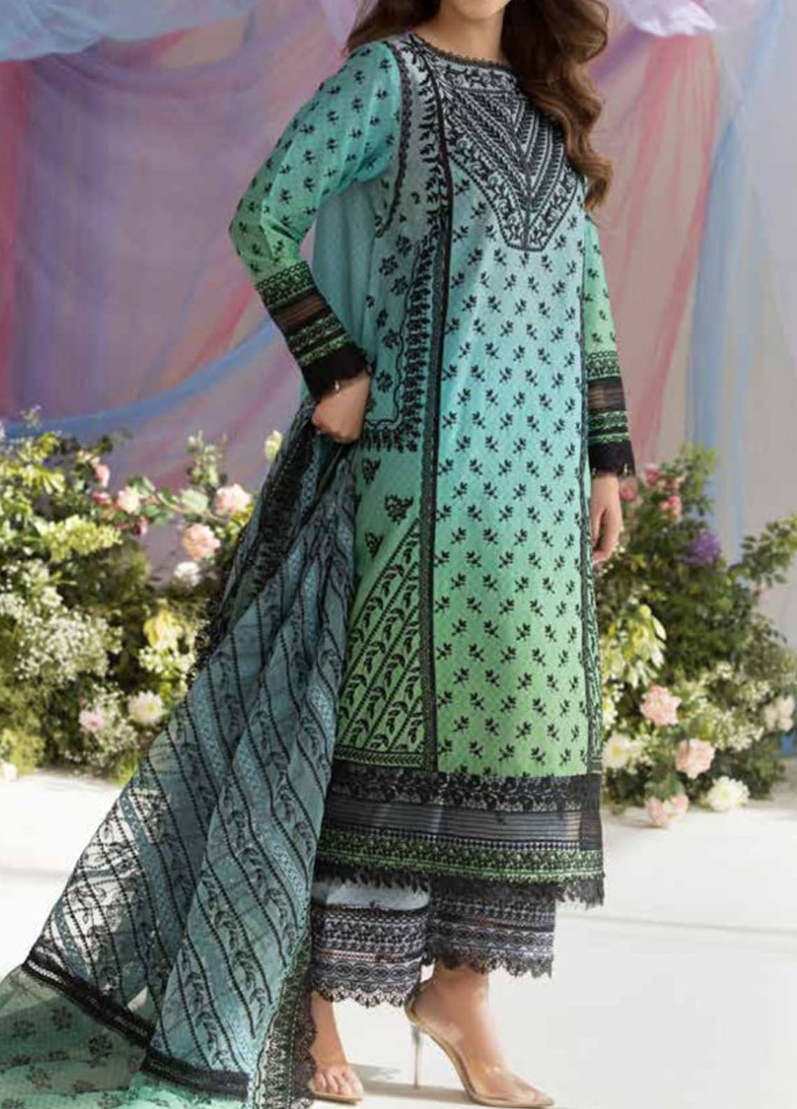 Sobia Nazir Embroidered Lawn Suit Unstitched 3 Piece D-12A