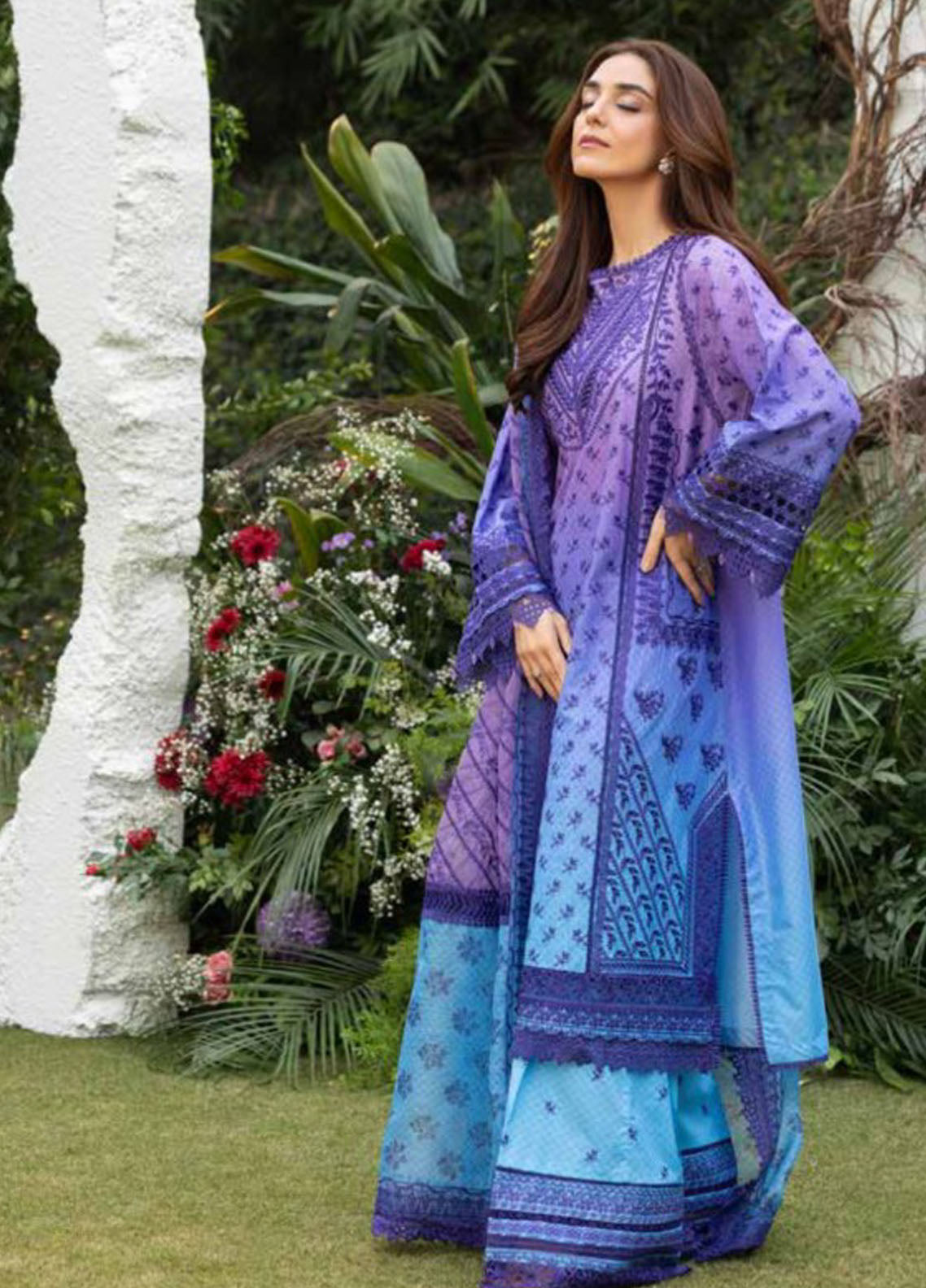 Sobia Nazir Embroidered Lawn Suit Unstitched 3 Piece D-12B