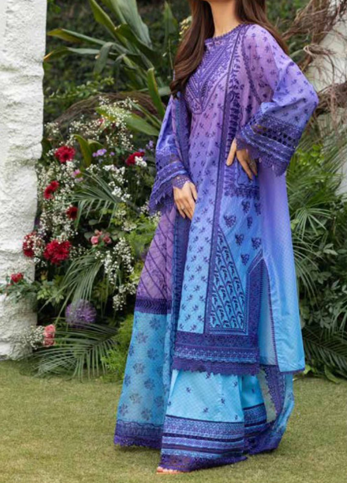 Sobia Nazir Embroidered Lawn Suit Unstitched 3 Piece D-12B