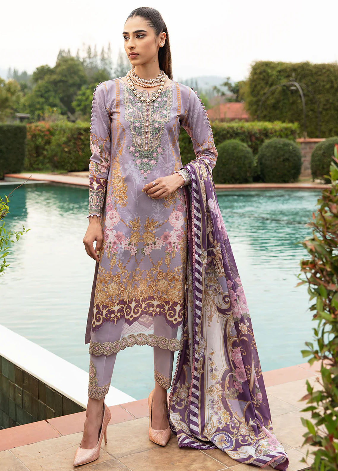 Springtime Ballet by Gulaal Luxury Lawn Collection 2024 Vol-1 D-05 Lavande