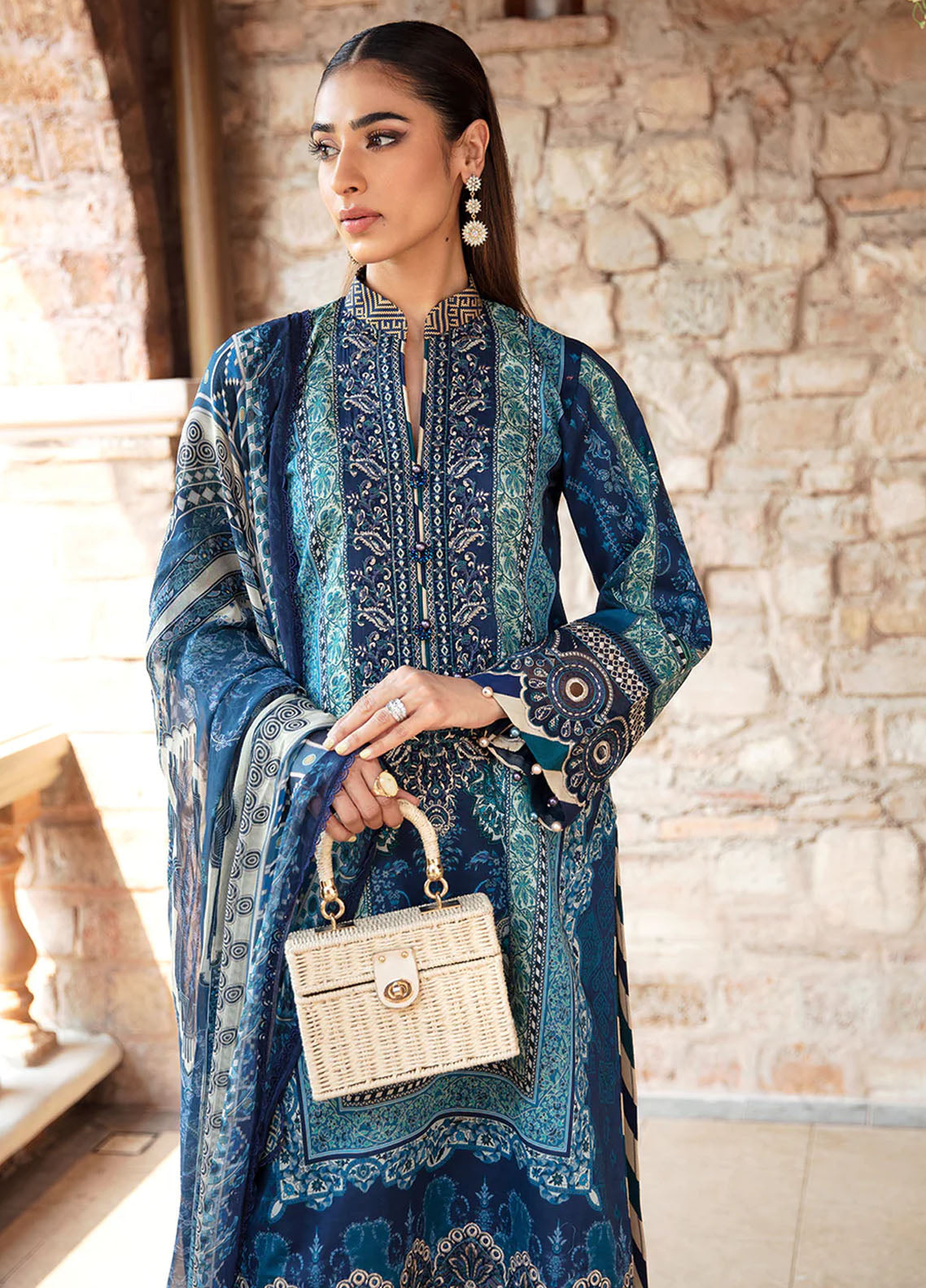 Springtime Ballet by Gulaal Luxury Lawn Collection 2024 Vol-1 D-08 Azur