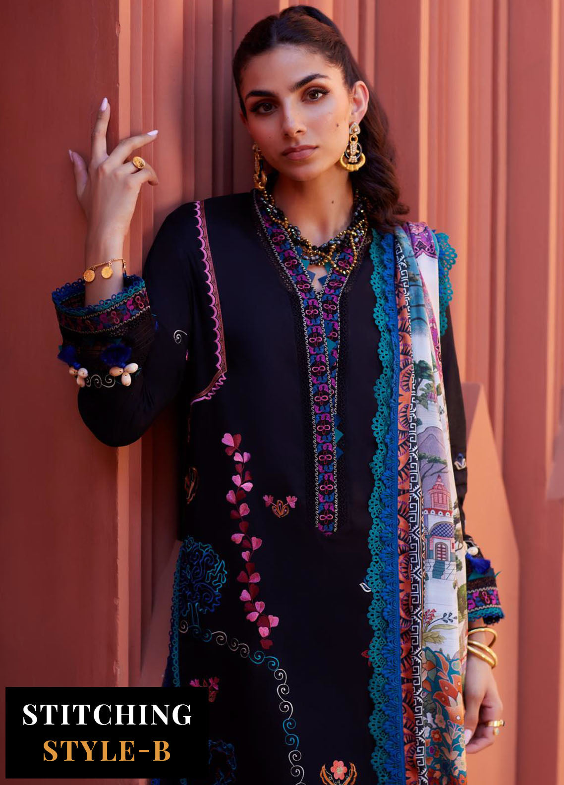 Suay by Farah Talib Luxury Lawn Unstitched Collection 2024 FTA 01 Ilaria Black