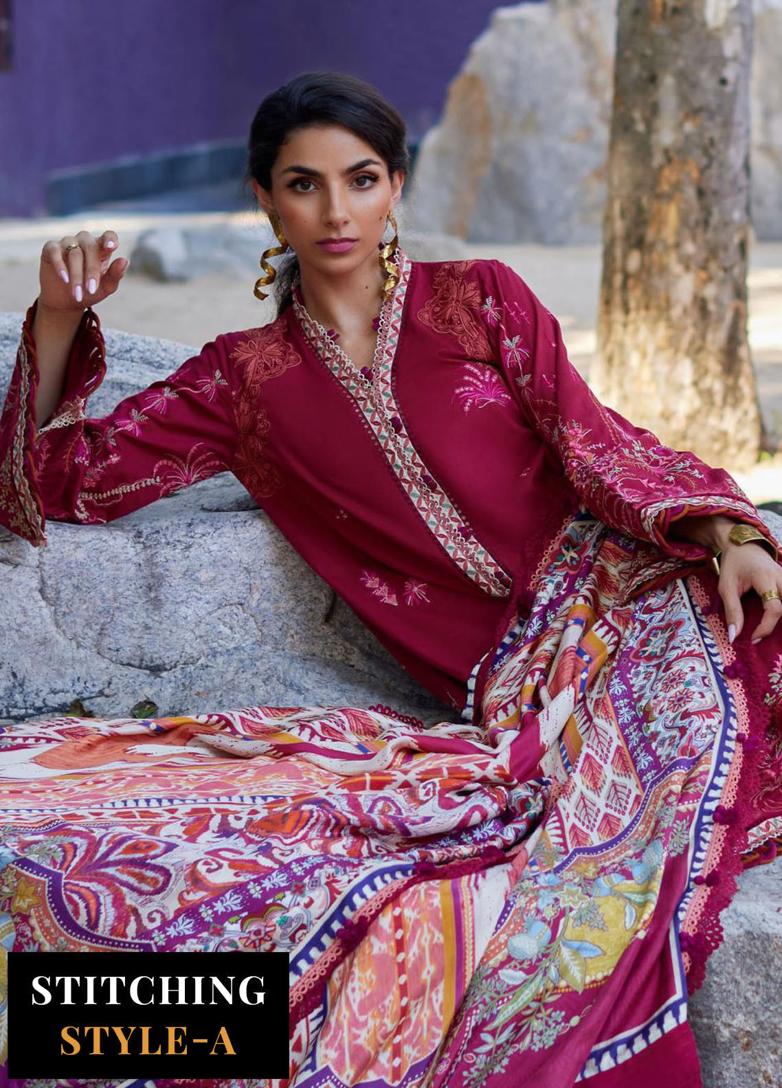 Suay by Farah Talib Luxury Lawn Unstitched Collection 2024 FTA 02 Enzo Red