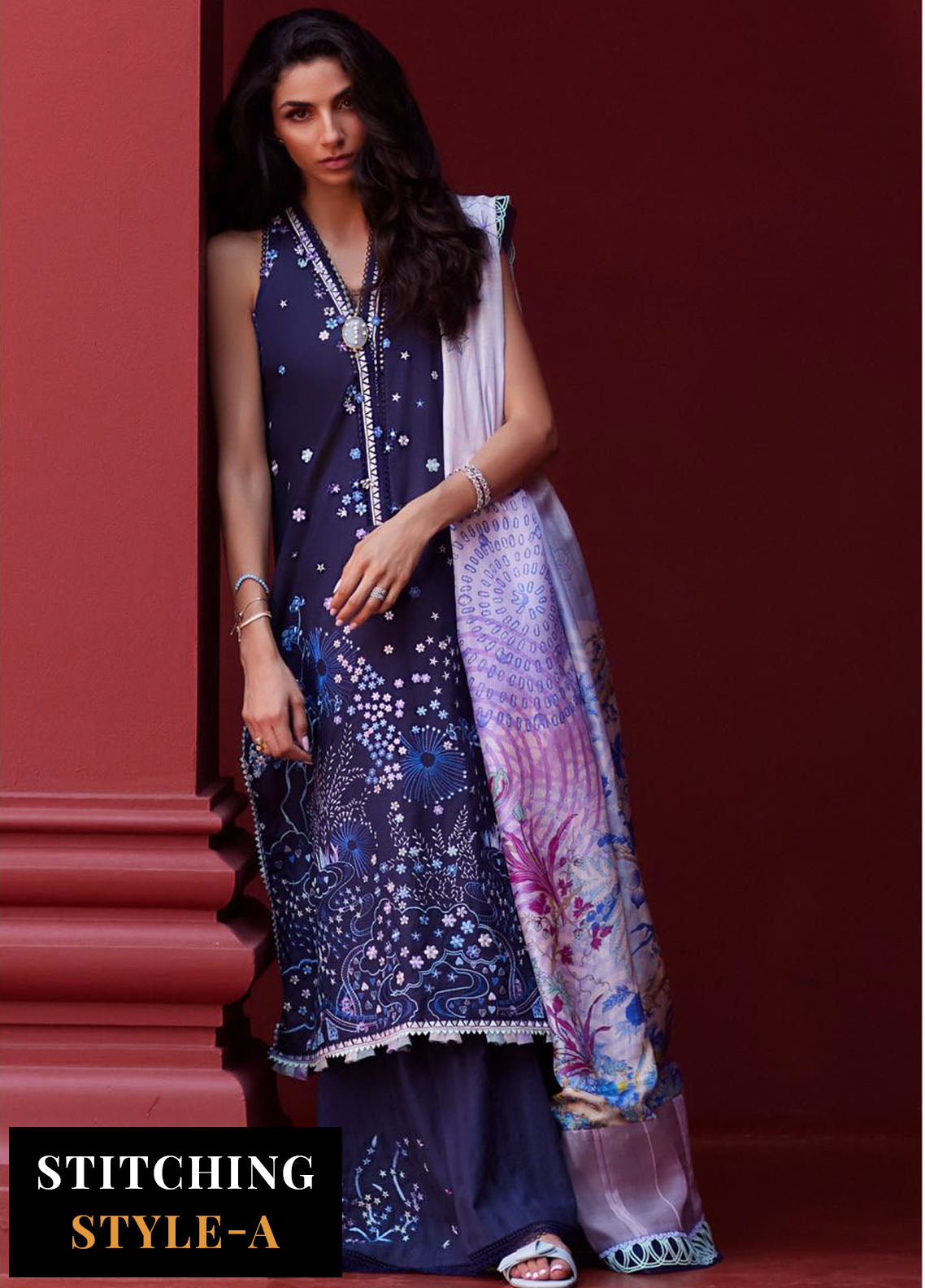 Suay by Farah Talib Luxury Lawn Unstitched Collection 2024 FTA 04 Izea Blue