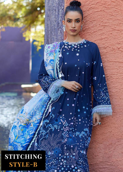 Suay by Farah Talib Luxury Lawn Unstitched Collection 2024 FTA 04 Izea Blue