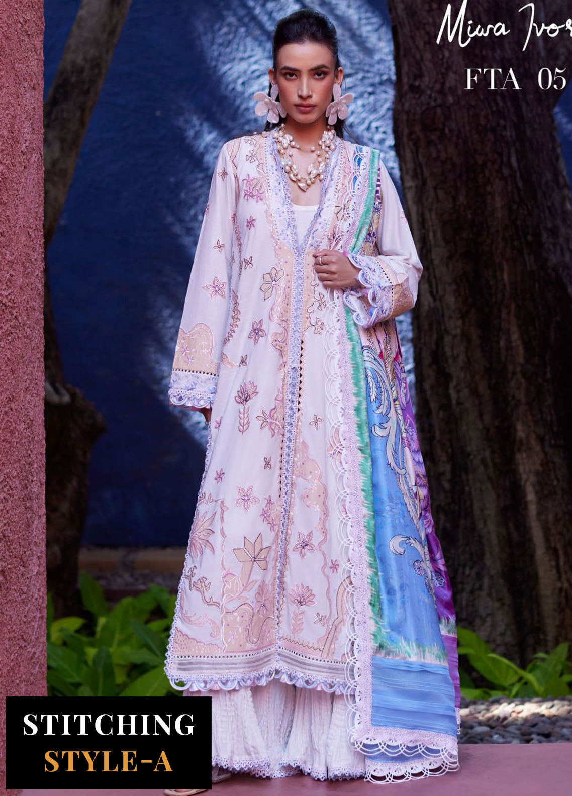 Suay by Farah Talib Luxury Lawn Unstitched Collection 2024 FTA 05 Miwa Ivory
