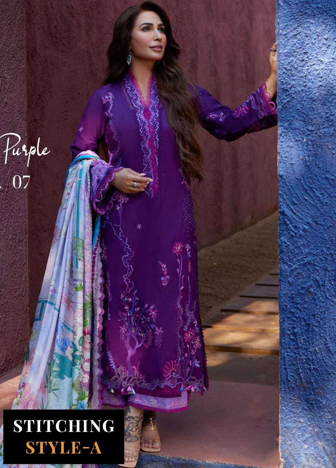 Suay by Farah Talib Luxury Lawn Unstitched Collection 2024 FTA 07 Yuri Purple