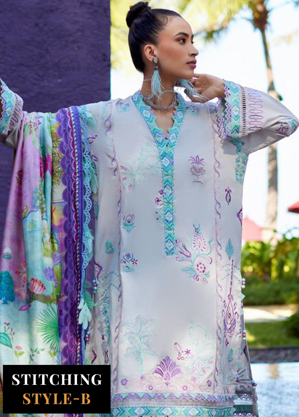 Suay by Farah Talib Luxury Lawn Unstitched Collection 2024 FTA 08 Zoella Grey