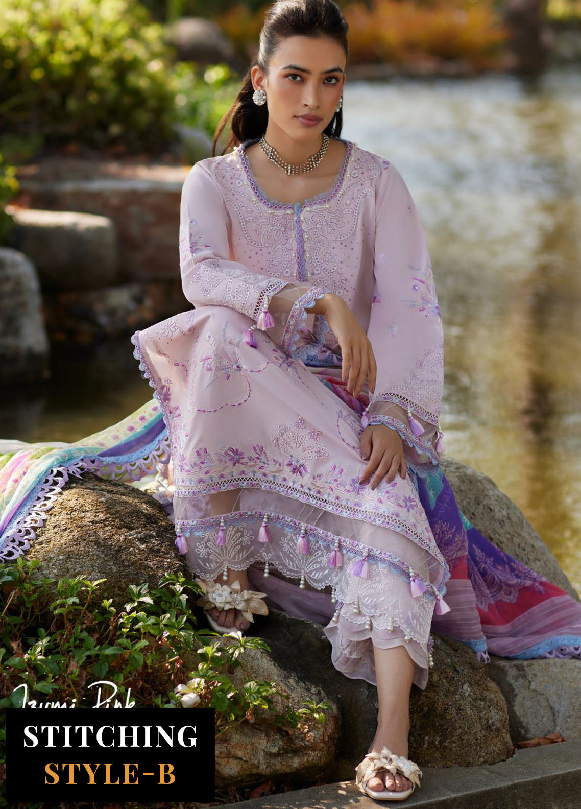 Suay by Farah Talib Luxury Lawn Unstitched Collection 2024 FTA 10 Izumi Pink