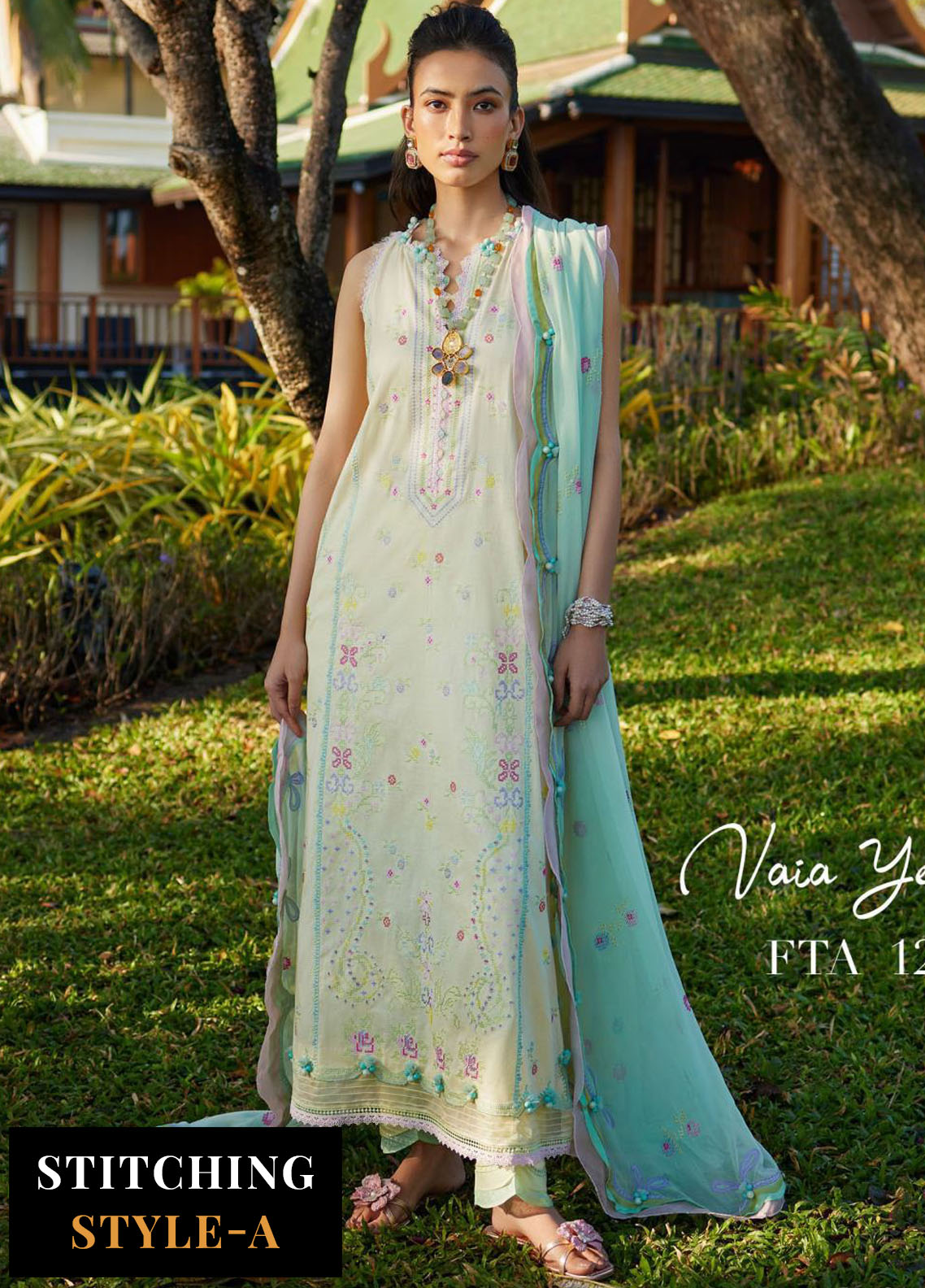 Suay by Farah Talib Luxury Lawn Unstitched Collection 2024 FTA 12 Vaia Yellow