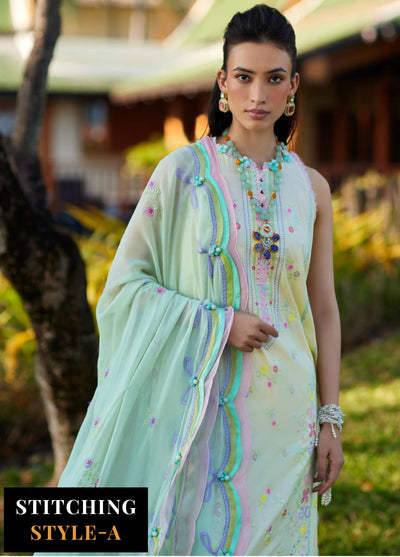 Suay by Farah Talib Luxury Lawn Unstitched Collection 2024 FTA 12 Vaia Yellow