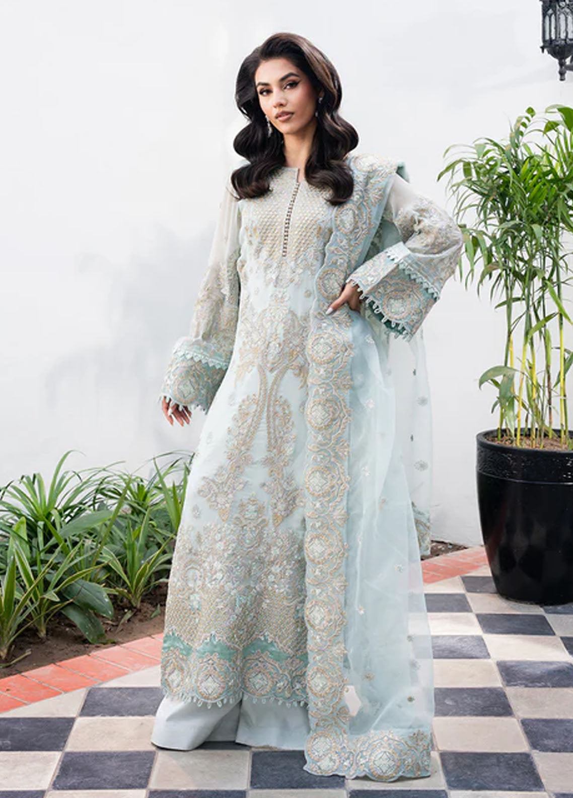 Tarz by Freesia Premium Embroidered Chiffon Suits Unstitched 3 Piece FRE25T FW-40046 Tiam