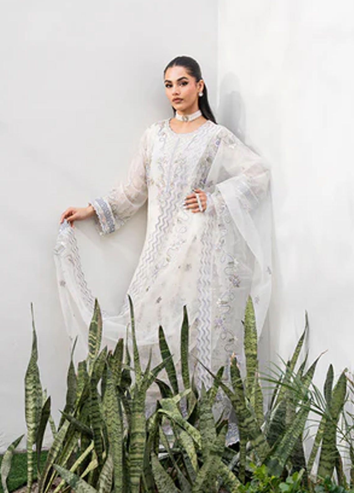 Tarz by Freesia Premium Embroidered Chiffon Suits Unstitched 3 Piece FRE25T FW-40045 Rozhan