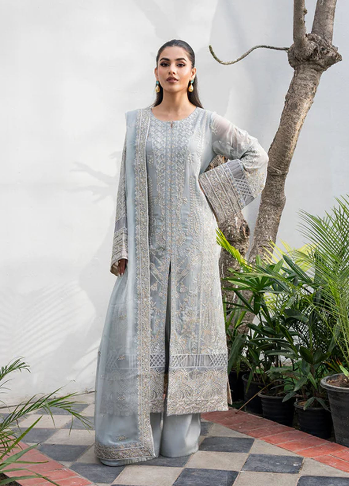 Tarz by Freesia Premium Embroidered Chiffon Suits Unstitched 3 Piece FRE25T FW-40047 Janan