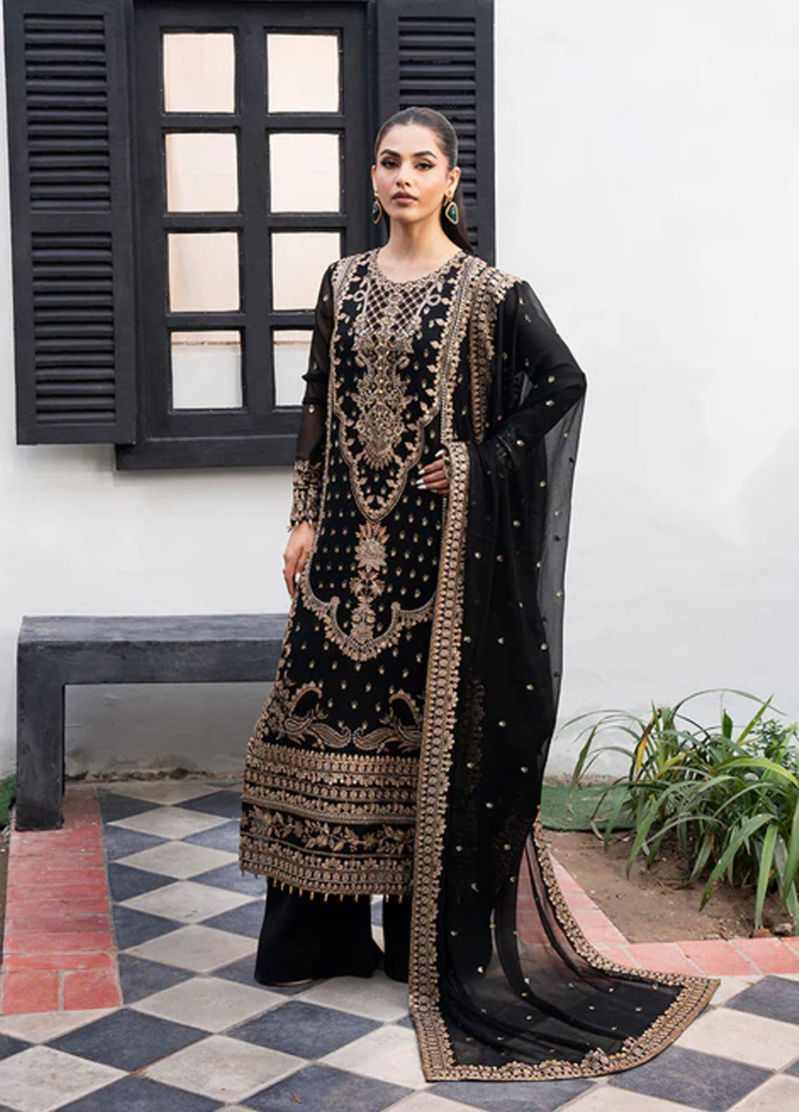 Tarz by Freesia Premium Embroidered Chiffon Suits Unstitched 3 Piece FRE25T FW-40050 Arash