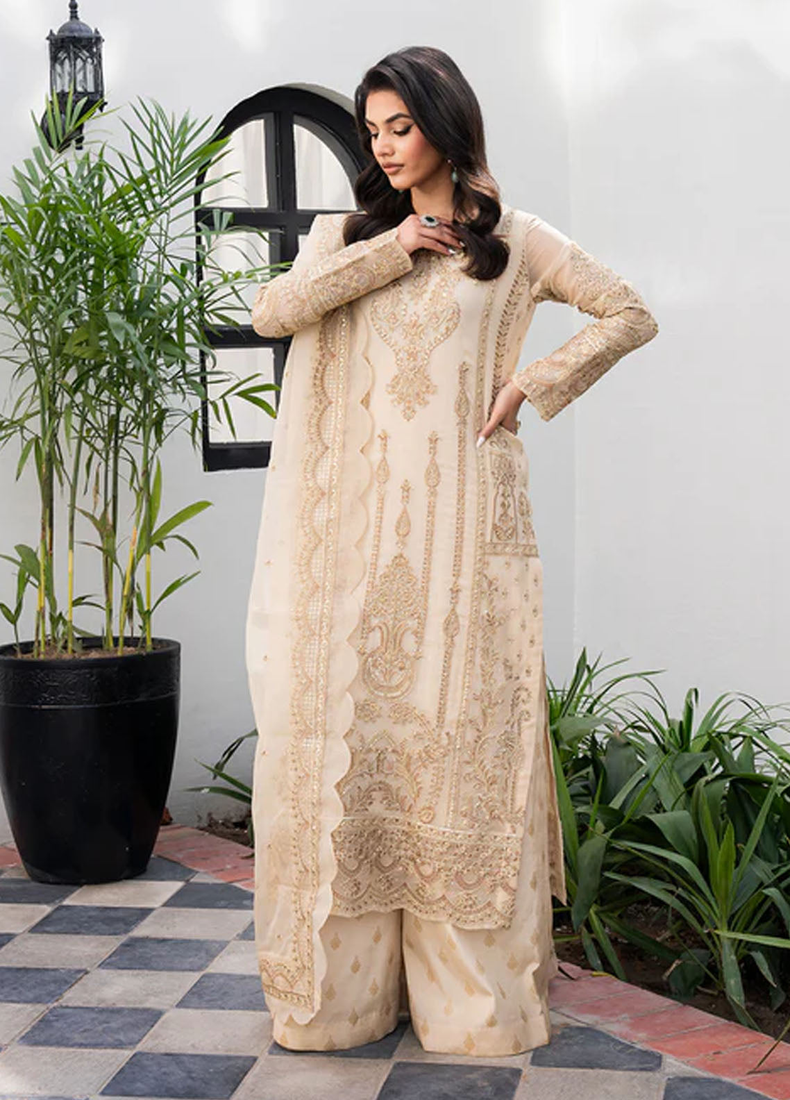 Tarz by Freesia Premium Embroidered Chiffon Suits Unstitched 3 Piece FRE25T FW-40048 Bardia