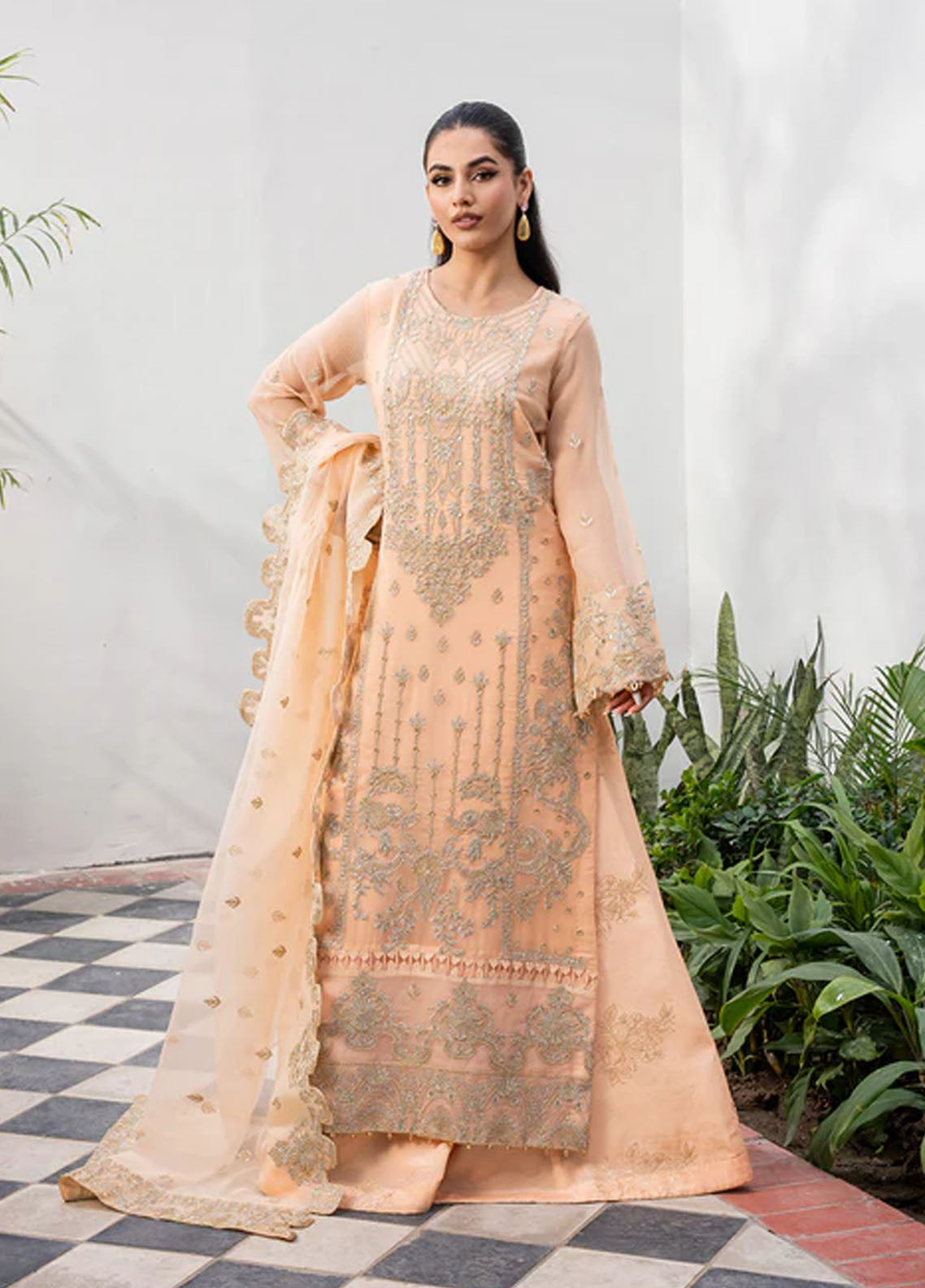 Tarz by Freesia Premium Embroidered Chiffon Suits Unstitched 3 Piece FRE25T FW-40049 Radin