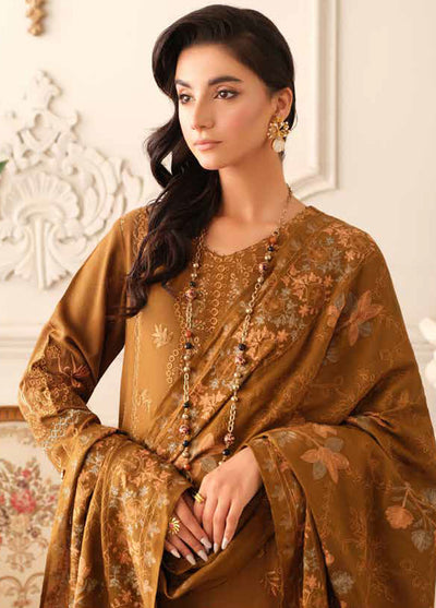 Tehzeeb By Riaz Arts Embroidered Leather Peach Suit Unstitched 3 Piece RA24W TL-277 - Winter Collection