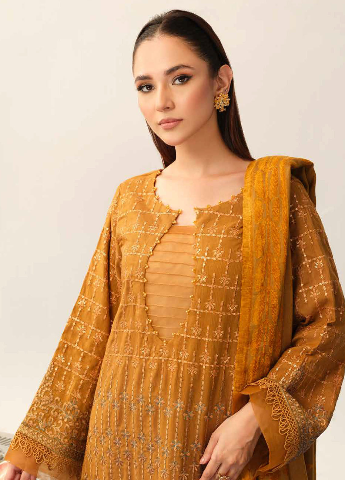 Tehzeeb By Riaz Arts Emb Leather Peach Winter Collection 2024 TL-327