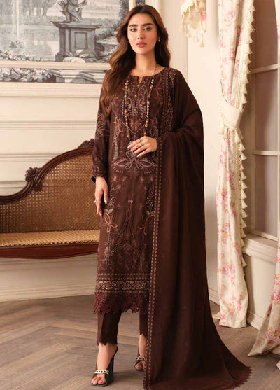 Tehzeeb By Riaz Arts Embroidered Leather Peach Suit Unstitched 3 Piece RA24W TL-281 - Winter Collection