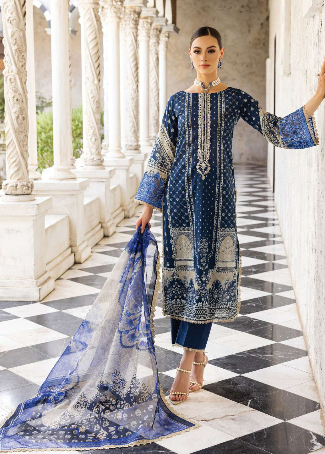 Tahra By Zainab Chottani Unstitched Lawn Collection 2023 Celestial Bliss 9B