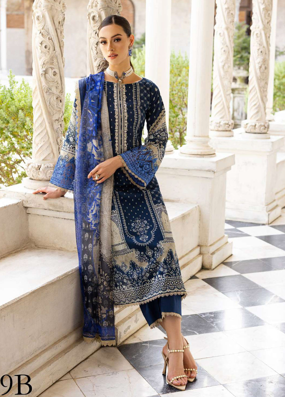 Tahra By Zainab Chottani Unstitched Lawn Collection 2023 Celestial Bliss 9B