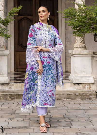 Tahra By Zainab Chottani Unstitched Lawn Collection 2023 Frosty Orchid 10B