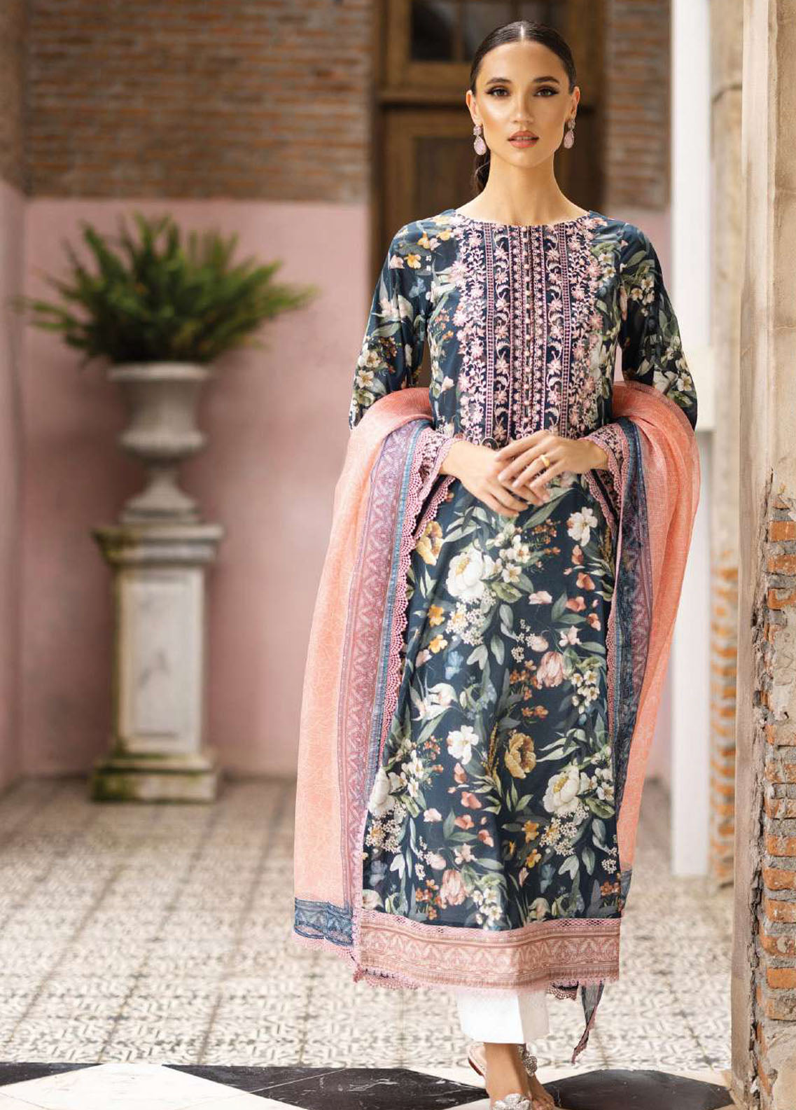 Tahra By Zainab Chottani Unstitched Lawn Collection 2023 Jade Charm 1B