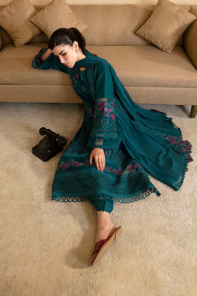 Azure Luxury Unstitched Premium Cambric Collection 2024 Lawn-62 Teal Treasure