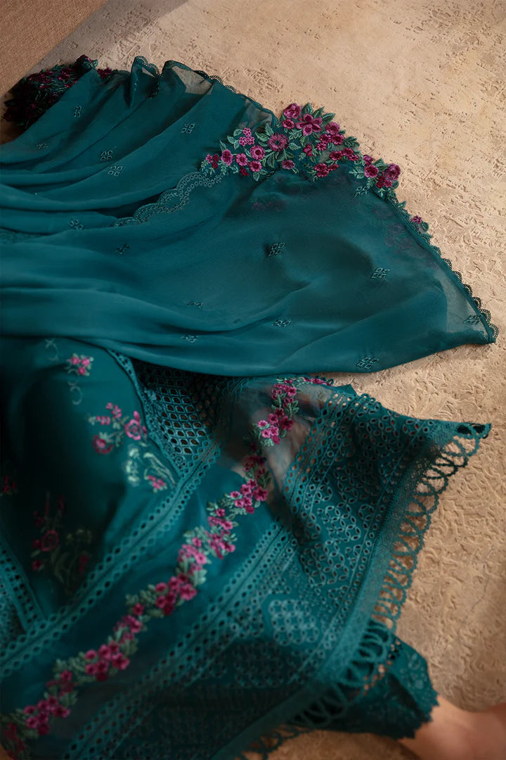 Azure Luxury Unstitched Premium Cambric Collection 2024 Lawn-62 Teal Treasure