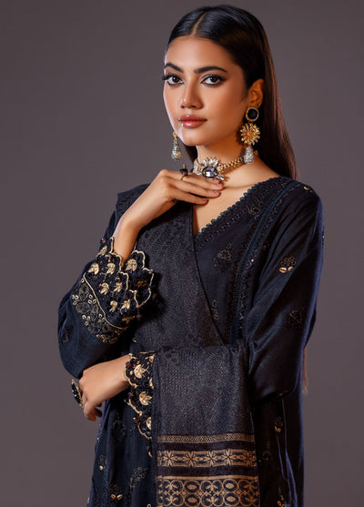 Tehzeeb by Riaz Arts Embroidered Leather Peach Suits Unstitched 3 Piece RA24TL TL-222 - Winter Collection