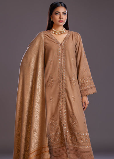 Tehzeeb by Riaz Arts Embroidered Leather Peach Suits Unstitched 3 Piece RA24TL TL-225 - Winter Collection