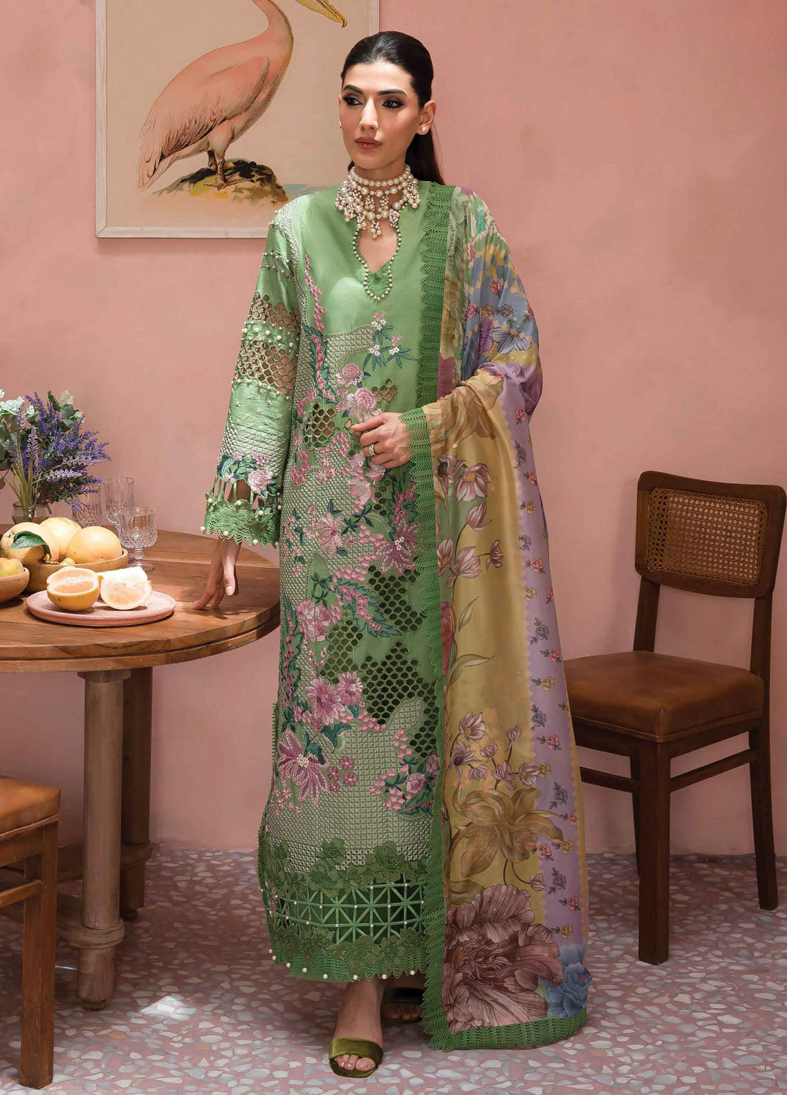 The Painted Garden by Afrozeh Eid Festive Lawn Collection 2024 D-02 Celestial Bouquet