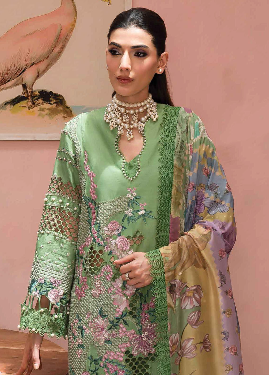 The Painted Garden by Afrozeh Eid Festive Lawn Collection 2024 D-02 Celestial Bouquet