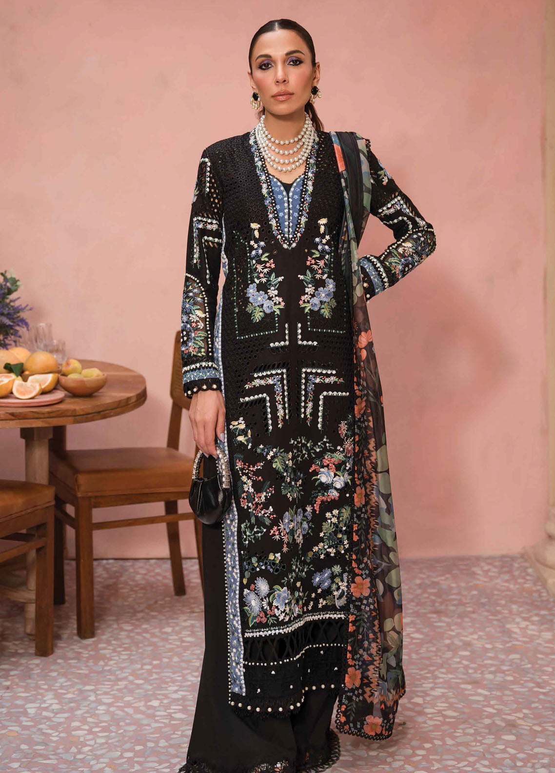 The Painted Garden by Afrozeh Eid Festive Lawn Collection 2024 D-03 Midnight Muse