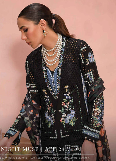 The Painted Garden by Afrozeh Eid Festive Lawn Collection 2024 D-03 Midnight Muse