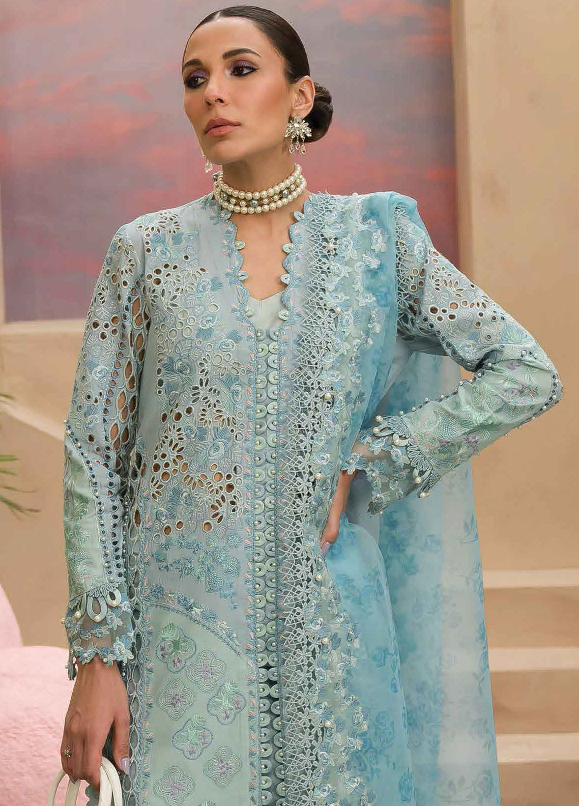 The Painted Garden by Afrozeh Eid Festive Lawn Collection 2024 D-05 Serene Sapphire