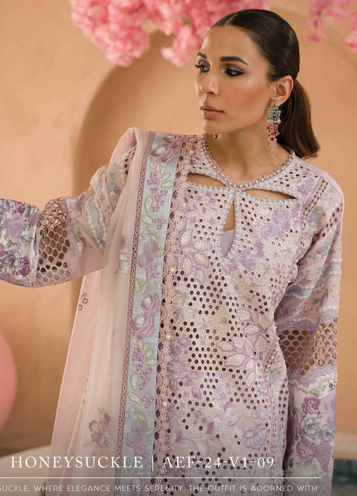 The Painted Garden by Afrozeh Eid Festive Lawn Collection 2024 D-09 Honeysuckle