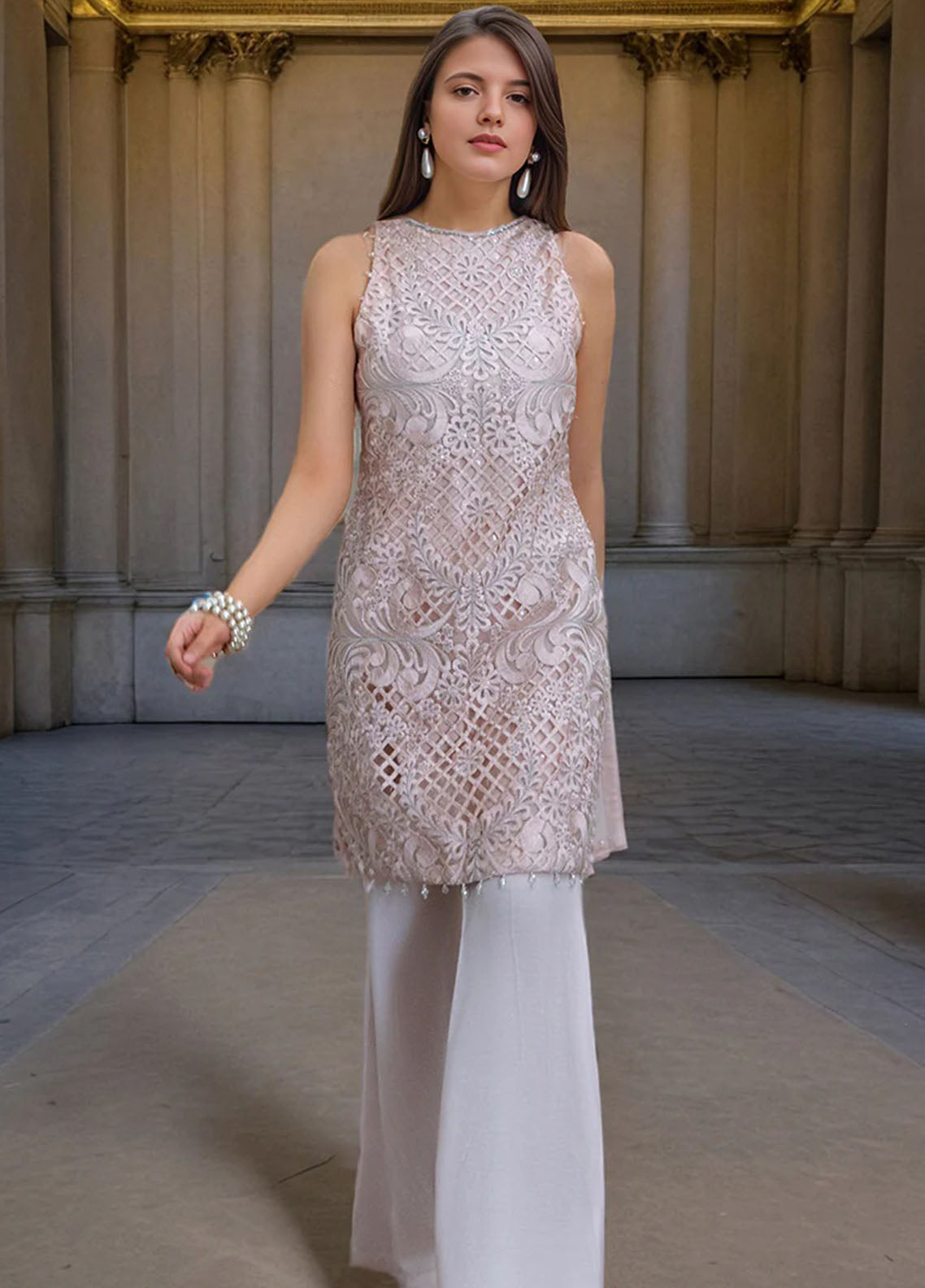 Thread and Motifs Pret Embroidered Organza 3 piece Suit 9545