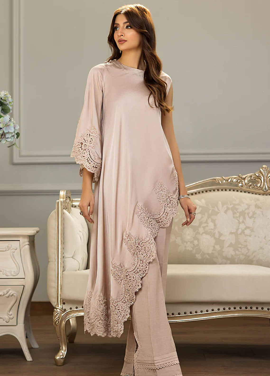 Threads And Motifs Pret Embroidered Polyester Kaftan 8730