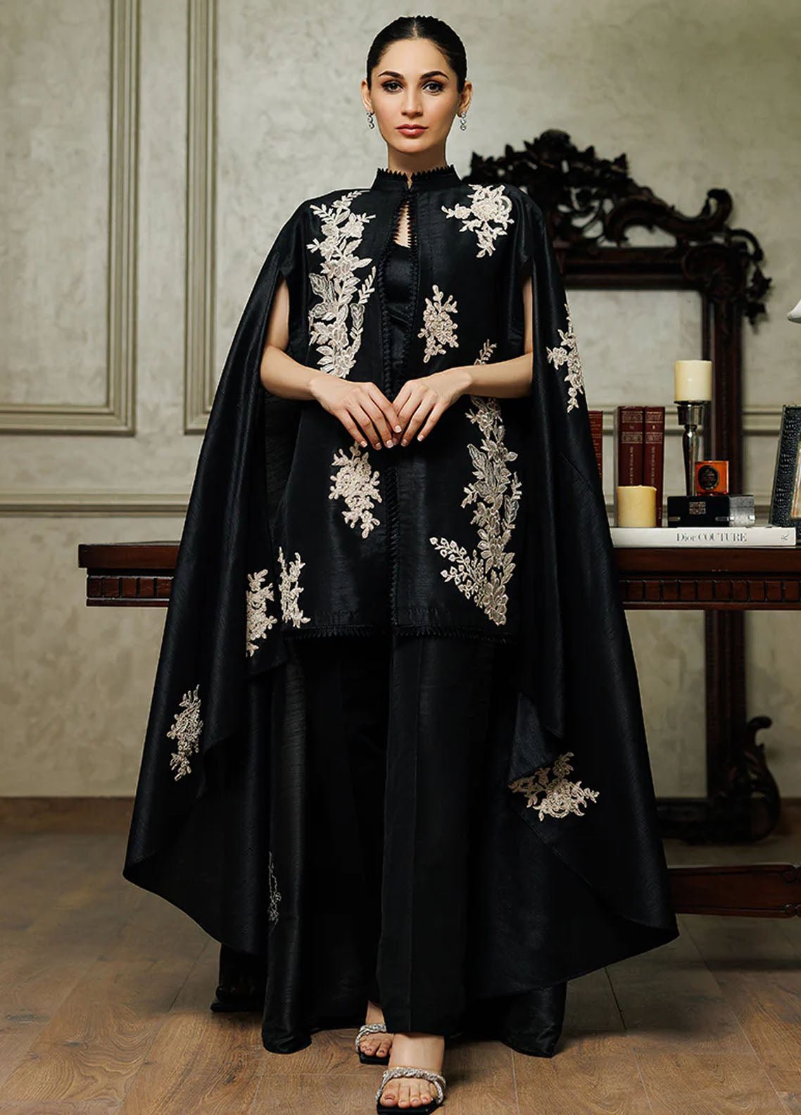 Threads And Motifs Pret Embroidered Raw Silk Dress 8725