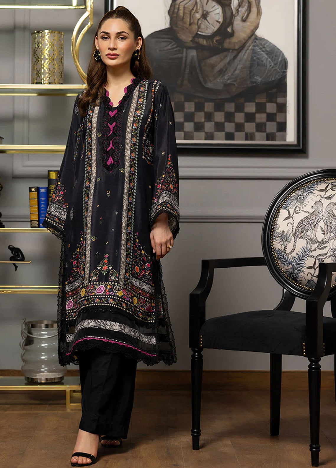 Threads And Motifs Pret Embroidered Viscose Silk 2 Piece Suit 8979