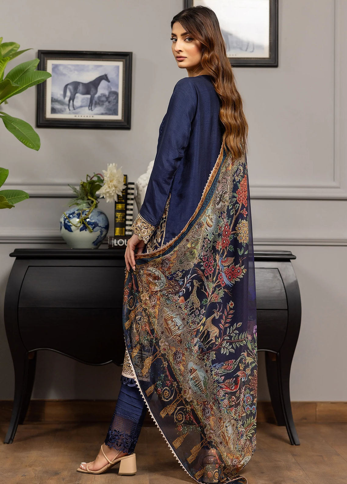 Threads And Motifs Pret Embroidered Viscose Silk 3 Piece Suit 8839