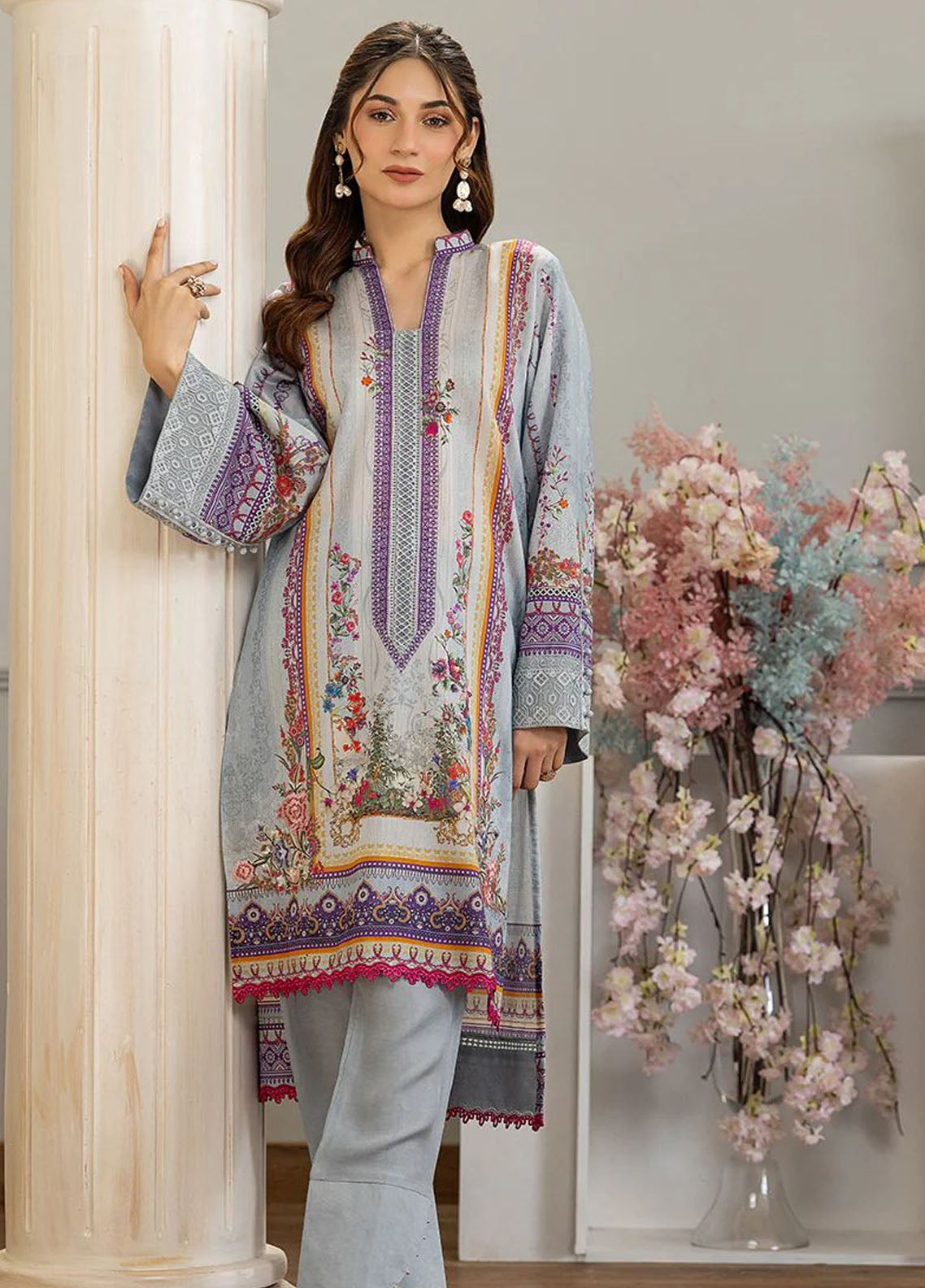 Threads And Motifs Pret Embroidered Net 3 Piece Suit 8767