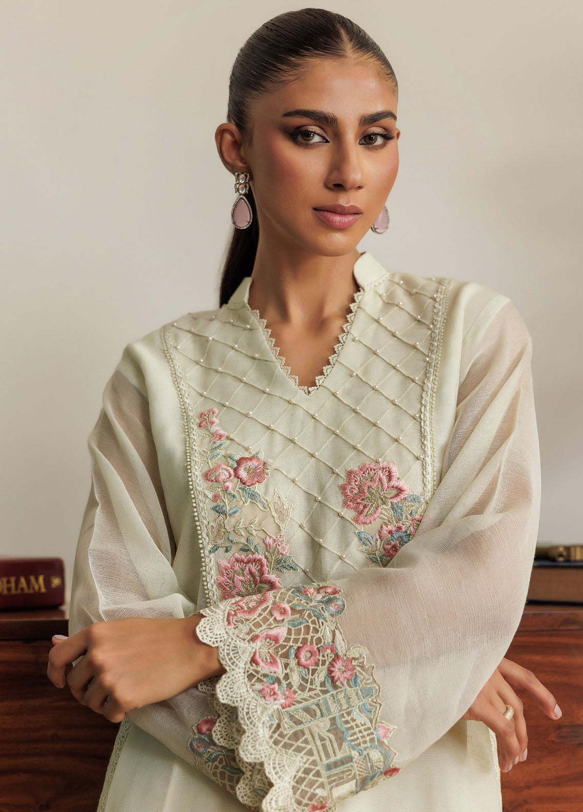 Threads And Motifs Pret Embroidered Net 3 Piece Suit 8795