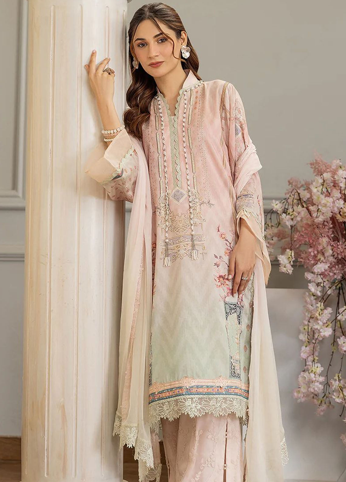 Threads And Motifs Pret Embroidered Net 3 Piece Suit 8800