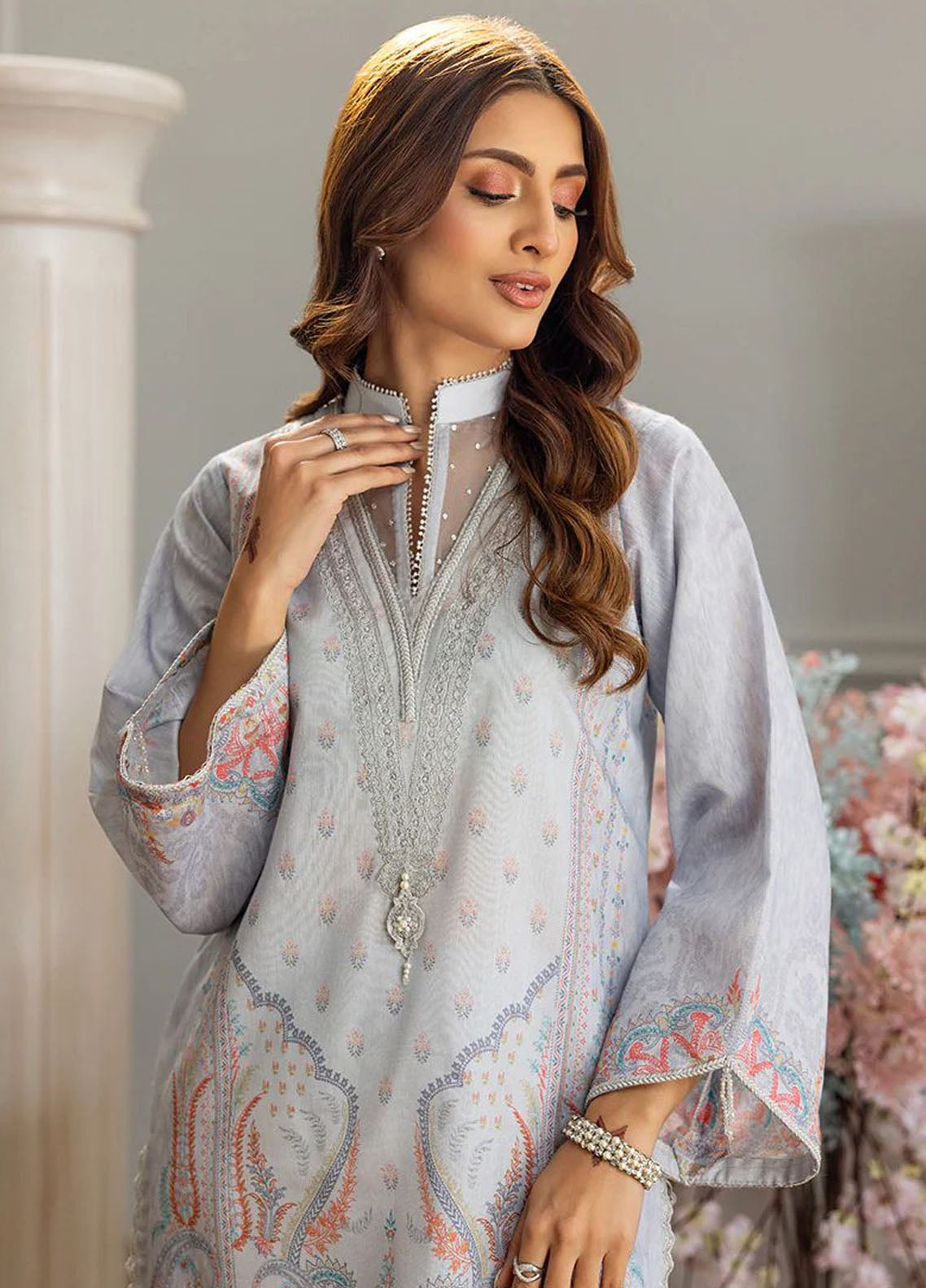 Threads And Motifs Pret Embroidered Net 3 Piece Suit 8850