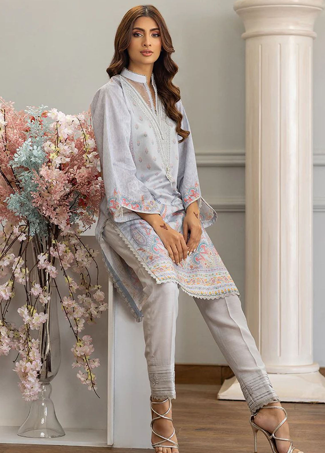 Threads And Motifs Pret Embroidered Net 3 Piece Suit 8850