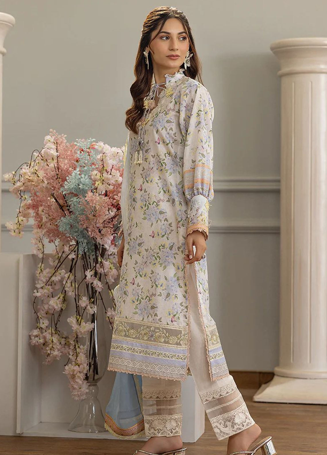 Threads And Motifs Pret Embroidered Net 3 Piece Suit 8859