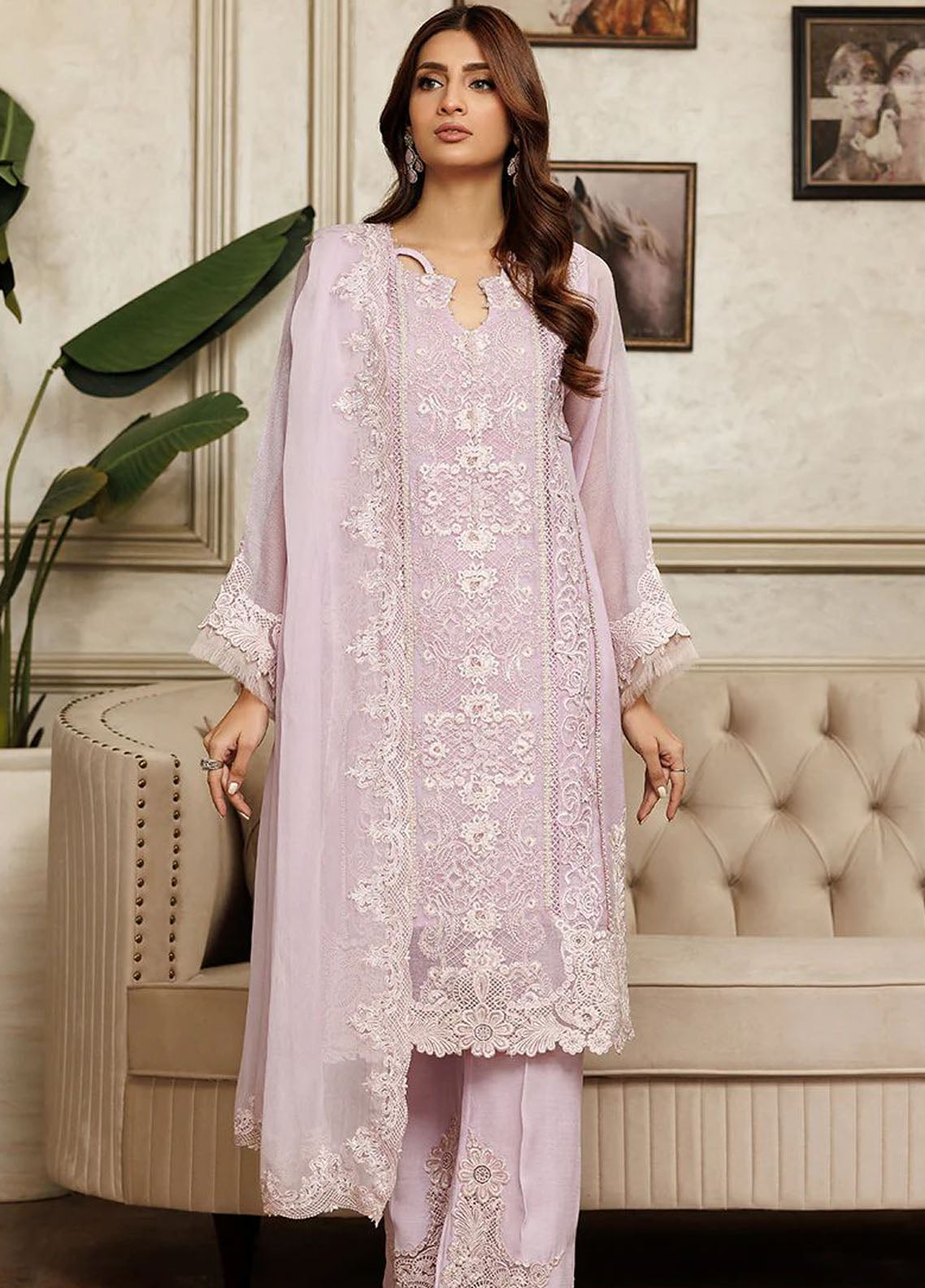 Threads And Motifs Pret Embroidered Net 3 Piece Suit 8866